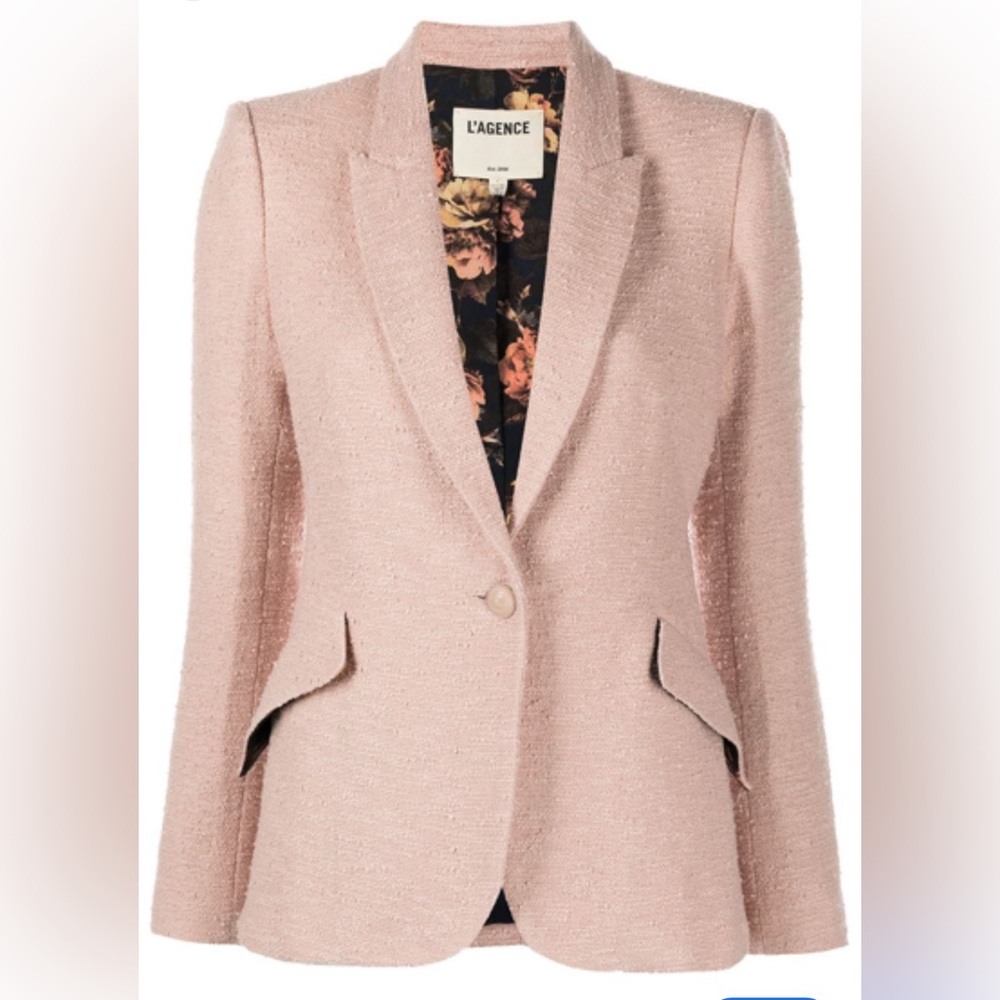 L'AGENCE Chamberlain Petal Pink Tweed Blazer 4